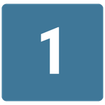 Blue square icon with the number 1