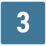Blue square icon with the number 3