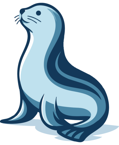 Seal It Insulation mascot Seal facing left